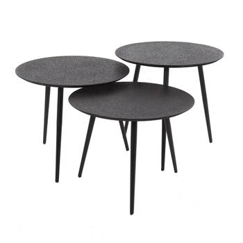 Giga Meubel - Salontafel Metallic Grijs - Rond - Set van 3