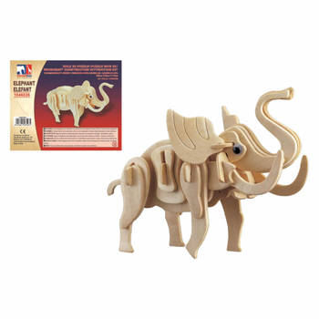 Houten dieren 3d puzzel olifant bouwpakket 20 cm - 3D puzzels