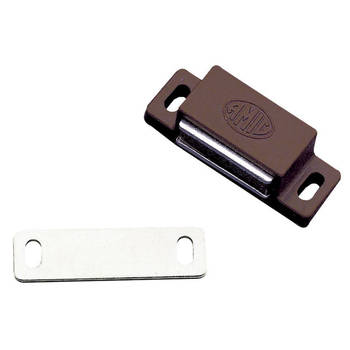 AMIG magneetsnapper/deurmagneet - 2 stuks - bruin - 4.3 x 1.45 x 1,2 cm - 3 kg - Magneet snappers