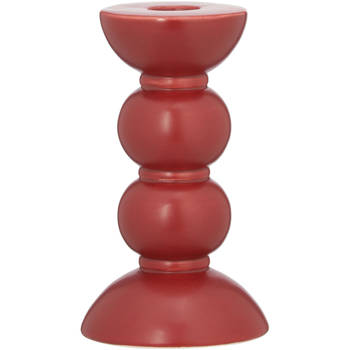 Blokker kandelaar Bobbins - 8x8x14cm - rood