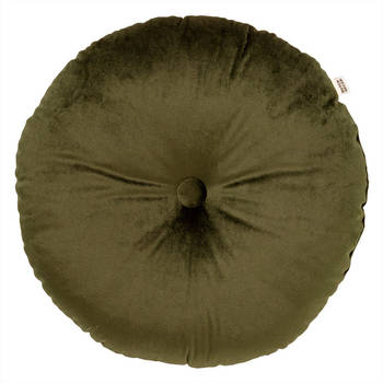 Dutch Decor - OLLY - Sierkussen rond velvet Ø40 cm - Military Olive - groen