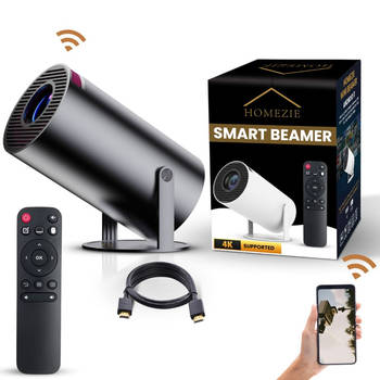 Homezie Beamer Nieuw design Donkergrijs WiFi, HDMI, Bluetooth 4K support Android 11 Projector