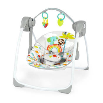 Bright Starts Playful Paradise draagbare babyschommel, compact en automatisch met muziek, vanaf de geboorte
