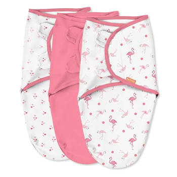 Summer Original Swaddle, deken, slaapzak, 0-3 maanden, Veiligheid en warmte voor Baby, roze flamingo fiesta, set van 2