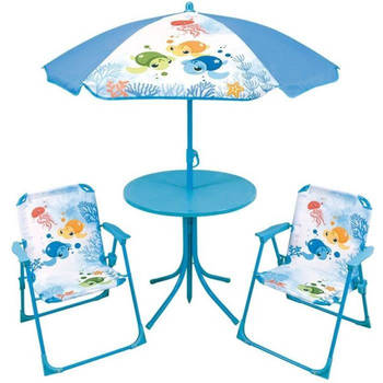 Leuk huis mijn Kleine caapace tuin meubels schildpadden voor kinderen met een tafel, twee stoelen en een parasol