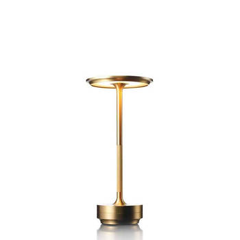 Goliving Tafellamp Op Accu - Oplaadbaar en Dimbaar - Spatwaterbestendig - Energiezuinig - Hoogte 27 cm - Goud