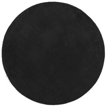 vidaXL Vloerkleed HUARTE laagpolig zacht wasbaar Ø 80 cm zwart