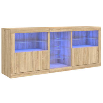 vidaXL Dressoir met LED-verlichting 162x37x67 cm sonoma eikenkleurig