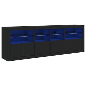 vidaXL Dressoir met LED-verlichting 202x37x67 cm zwart