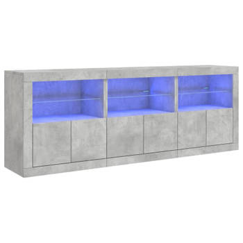 vidaXL Dressoir met LED-verlichting 181,5x37x67 cm betongrijs