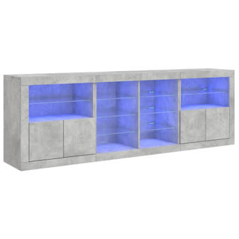 vidaXL Dressoir met LED-verlichting 202x37x67 cm betongrijs