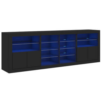 vidaXL Dressoir met LED-verlichting 202x37x67 cm zwart