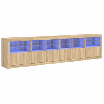 vidaXL Dressoir met LED-verlichting 283x37x67 cm sonoma eikenkleurig