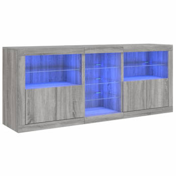 vidaXL Dressoir met LED-verlichting 181,5x37x678 cm grijs sonoma eiken