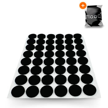 FLOOQ Anti Kras Zelfklevend Meubelvilt Zwart - 48 stuks - Rond - 2,0 cm diameter - Voor Meubels