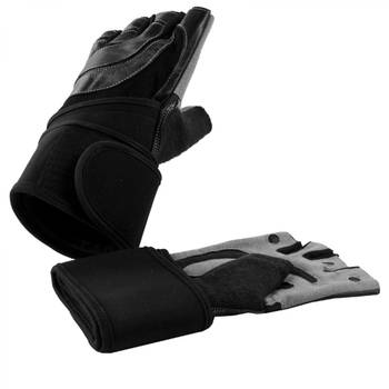 Gorilla Sports - Fitness Handschoenen - Leer - met polsbandage - L
