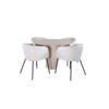 Bianca eethoek tafel whitewash en 4 berit stoelen beige.