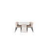 Olga eethoek tafel wit en 6 Modesto stoelen beige.