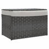 vidaXL Wasmand met deksel 55,5x35x34 cm poly rattan grijs