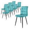 ML-Design eetkamerstoelen set van 8, petrol, keukenstoel met fluwelen bekleding, woonkamerstoel met rugleuning,