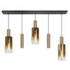 Highlight Hanglamp Perugia 3+2 lichts L 120 cm zwart goud