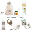 Biberonverwarming + 230 ml glazen fles + flesfles + Dosser Box met melk + Bib + doos Een lolly -doos