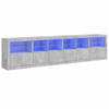 vidaXL Dressoir met LED-verlichting 283x37x67 cm betongrijs