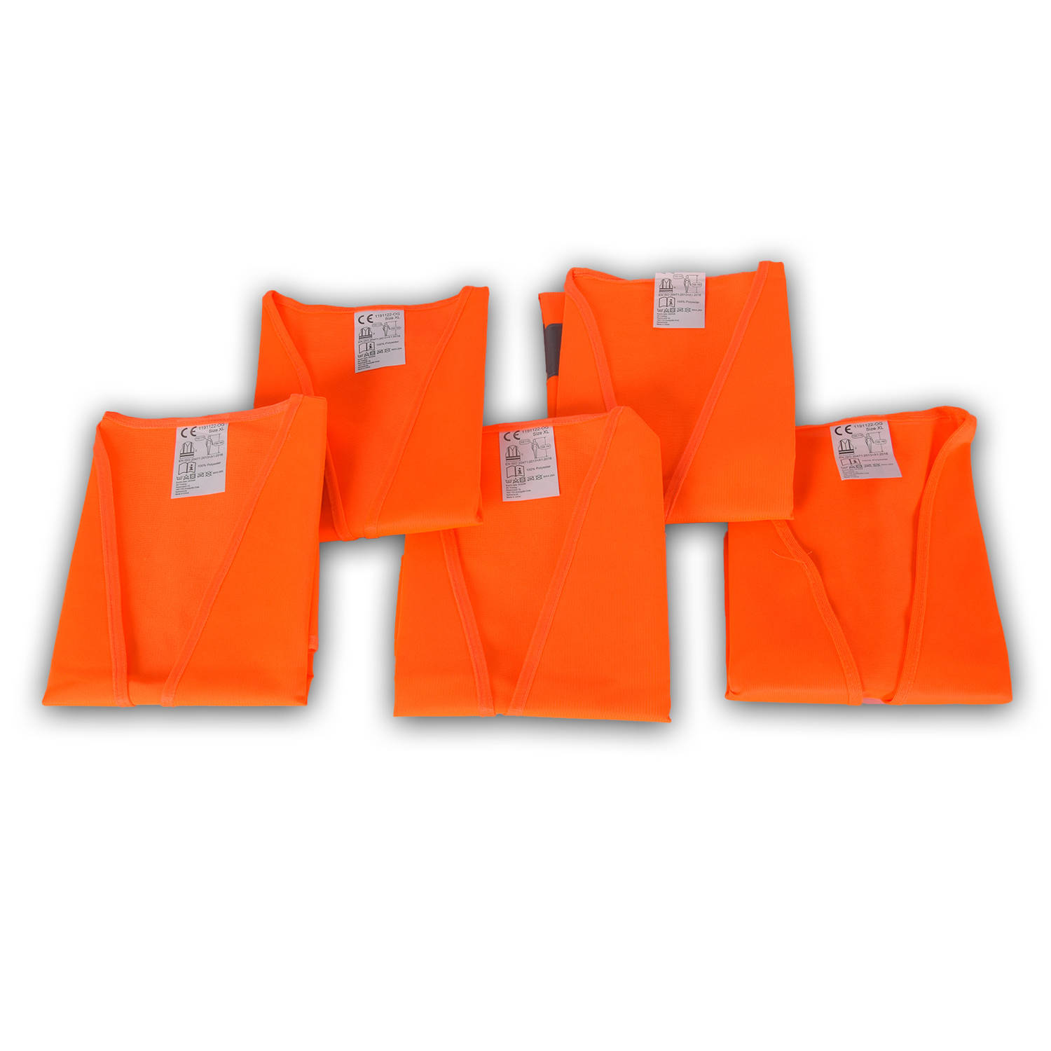 Set Van 5 Veiligheidsvest Reflectievest Fluorescerend vest Oranje polyester Werkkleding en Bescherming