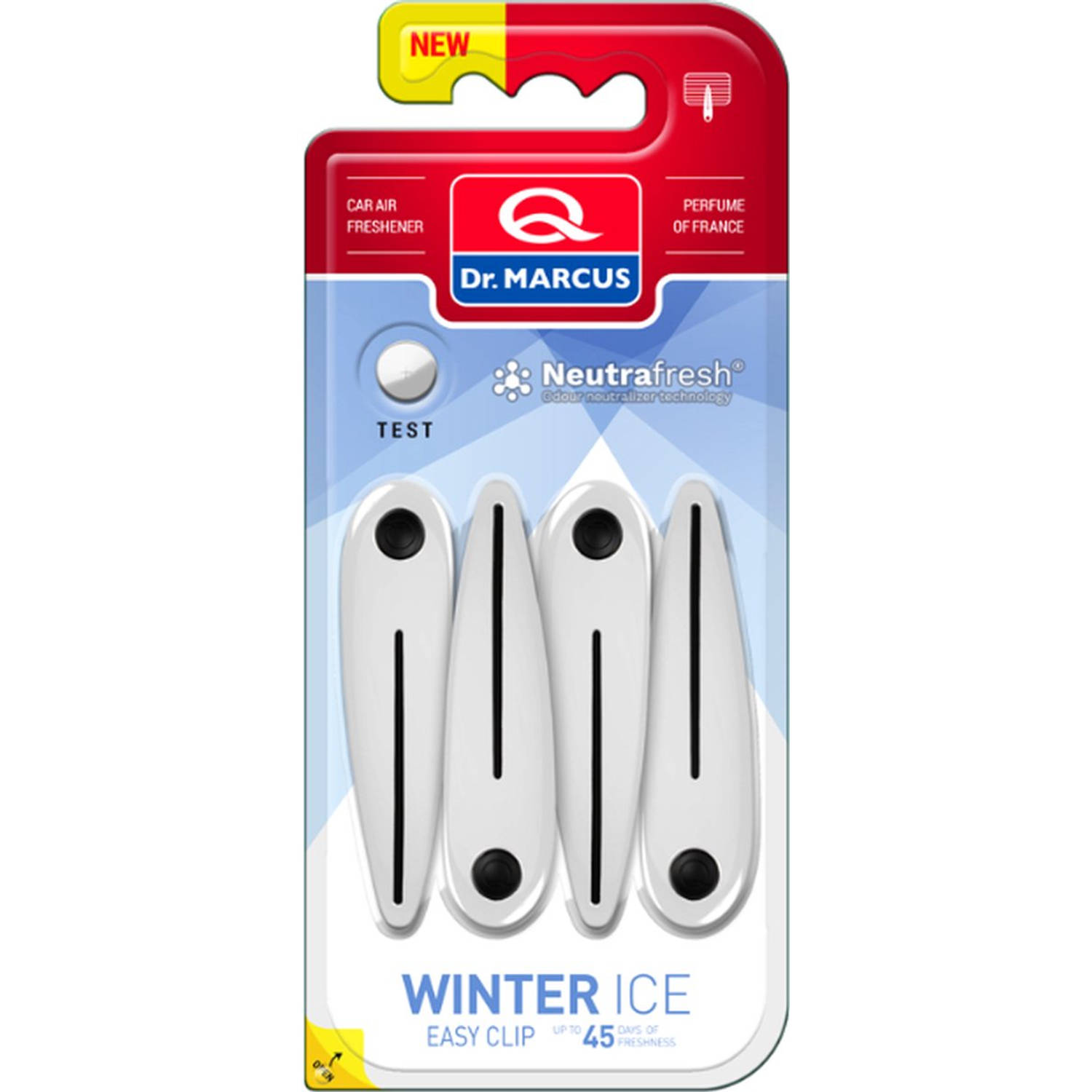 Dr. Marcus Easy Clip Winter Ice luchtverfrisser met neutrafresh technologie 4 clips voor 4 sterktes
