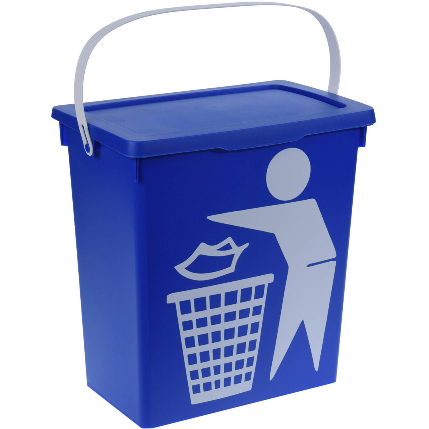 Excellent Houseware Gft afvalbakje voor aanrecht 12L blauw afsluitbaar compostbakje Prullenbakken
