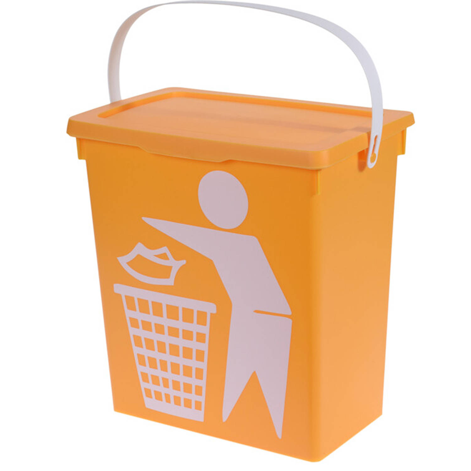 Excellent Houseware Gft afvalbakje voor aanrecht 12L geel afsluitbaar compostbakje Prullenbakken