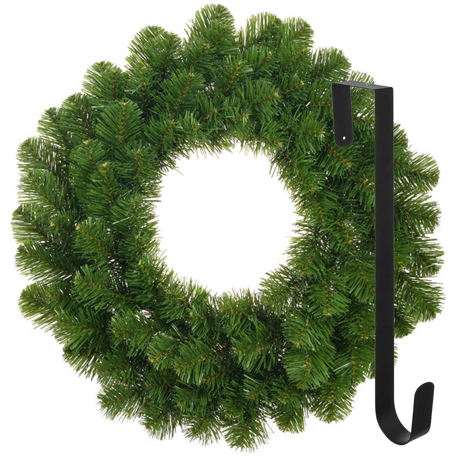 Kerstkrans 45 cm groen met hanger-ophanghaak kerstversiering Kerstkransen