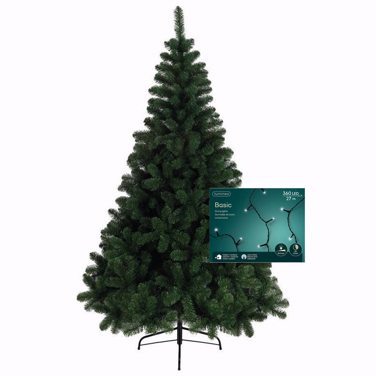 Kerstboom 240 cm incl. kerstverlichting lichtsnoer helder wit Kunstkerstboom