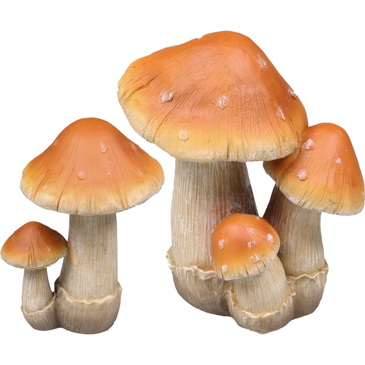 Decoratie paddenstoelen setje met 2x boleet paddenstoelen herfst thema Tuinbeelden