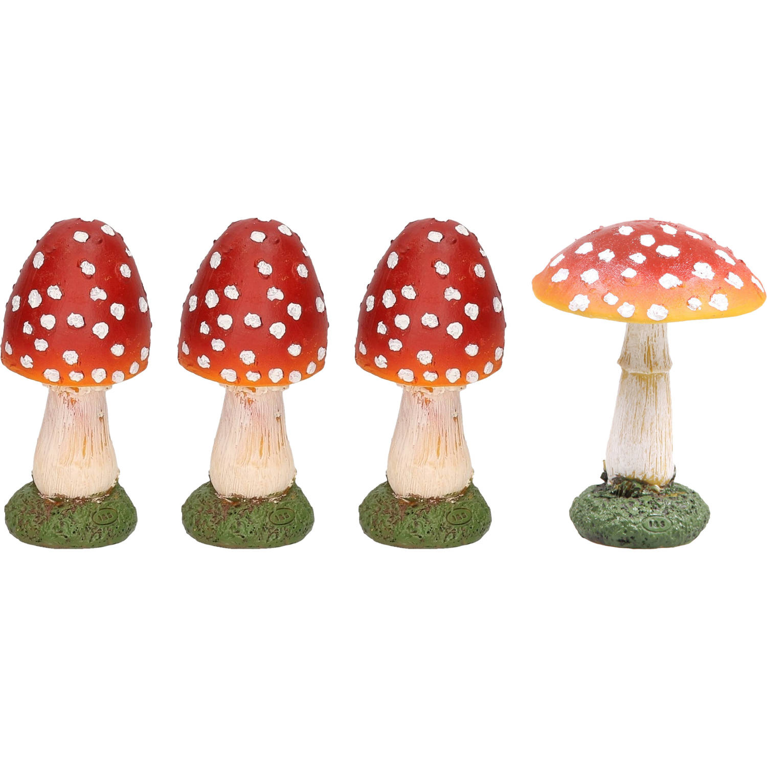 Decoratie paddenstoelen setje met 4x vliegenzwam paddenstoelen herfst thema Tuinbeelden