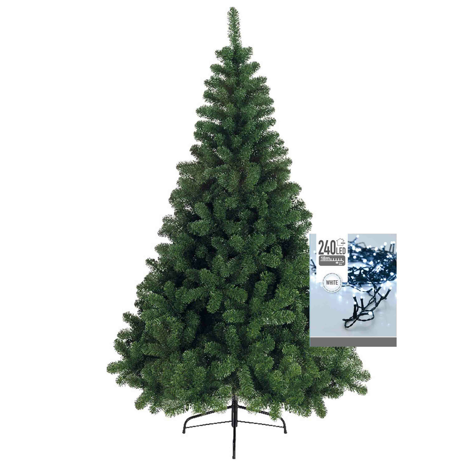 Kerstboom 180 cm incl. kerstverlichting lichtsnoer helder wit Kunstkerstboom