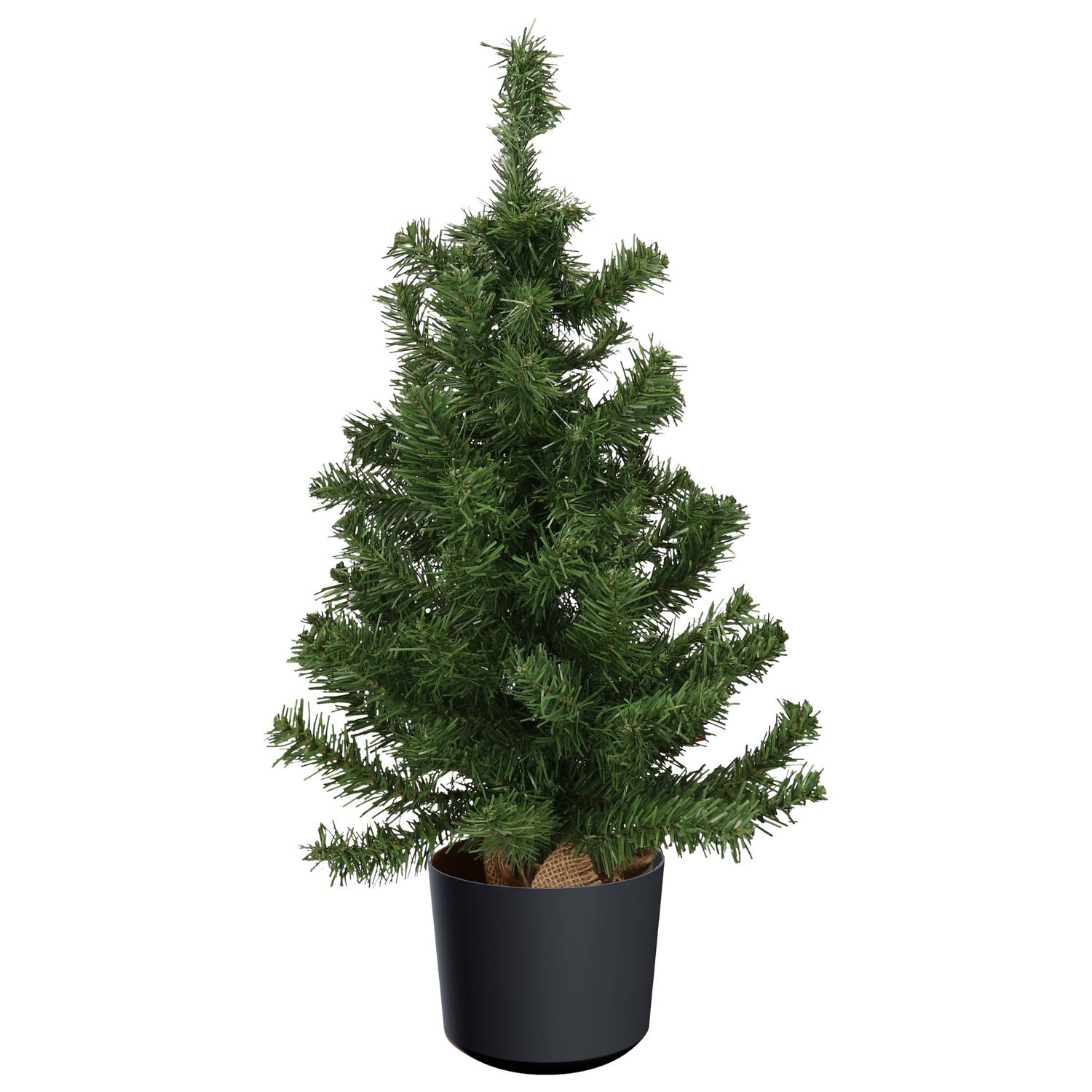 Mini kerstboom groen in kunststof pot antraciet grijs 75 cm Kunstkerstboom