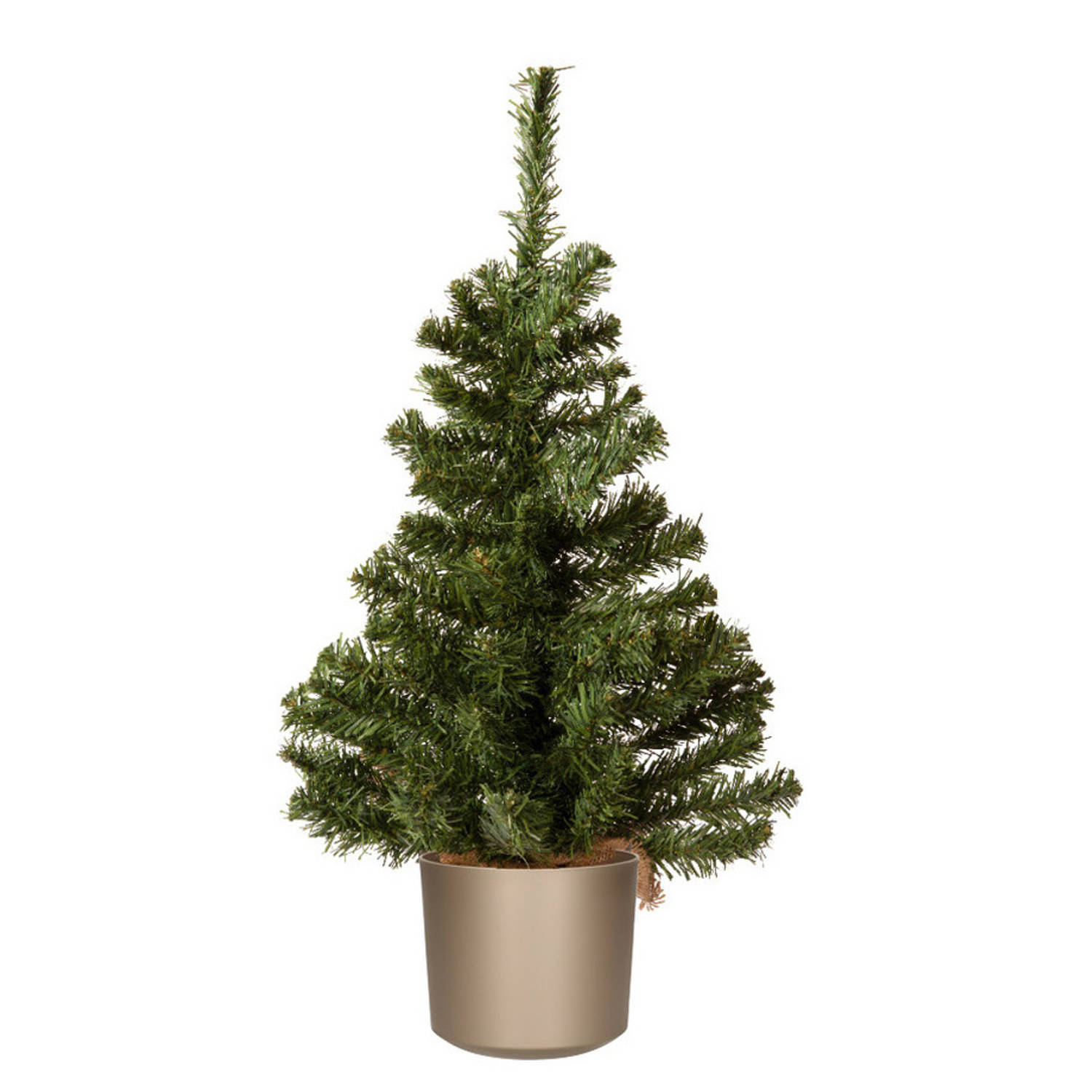 Mini kerstboom groen in grijze kunststof pot 60 cm kunstboom Kunstkerstboom