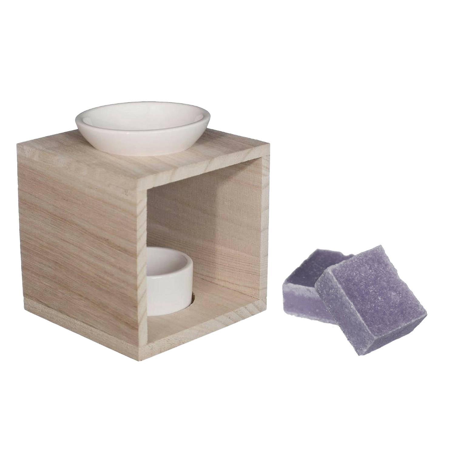 Ideas4seasons Amberblokjes-geurblokjes cadeauset lavendel geur inclusief geurbrander Geurbranders
