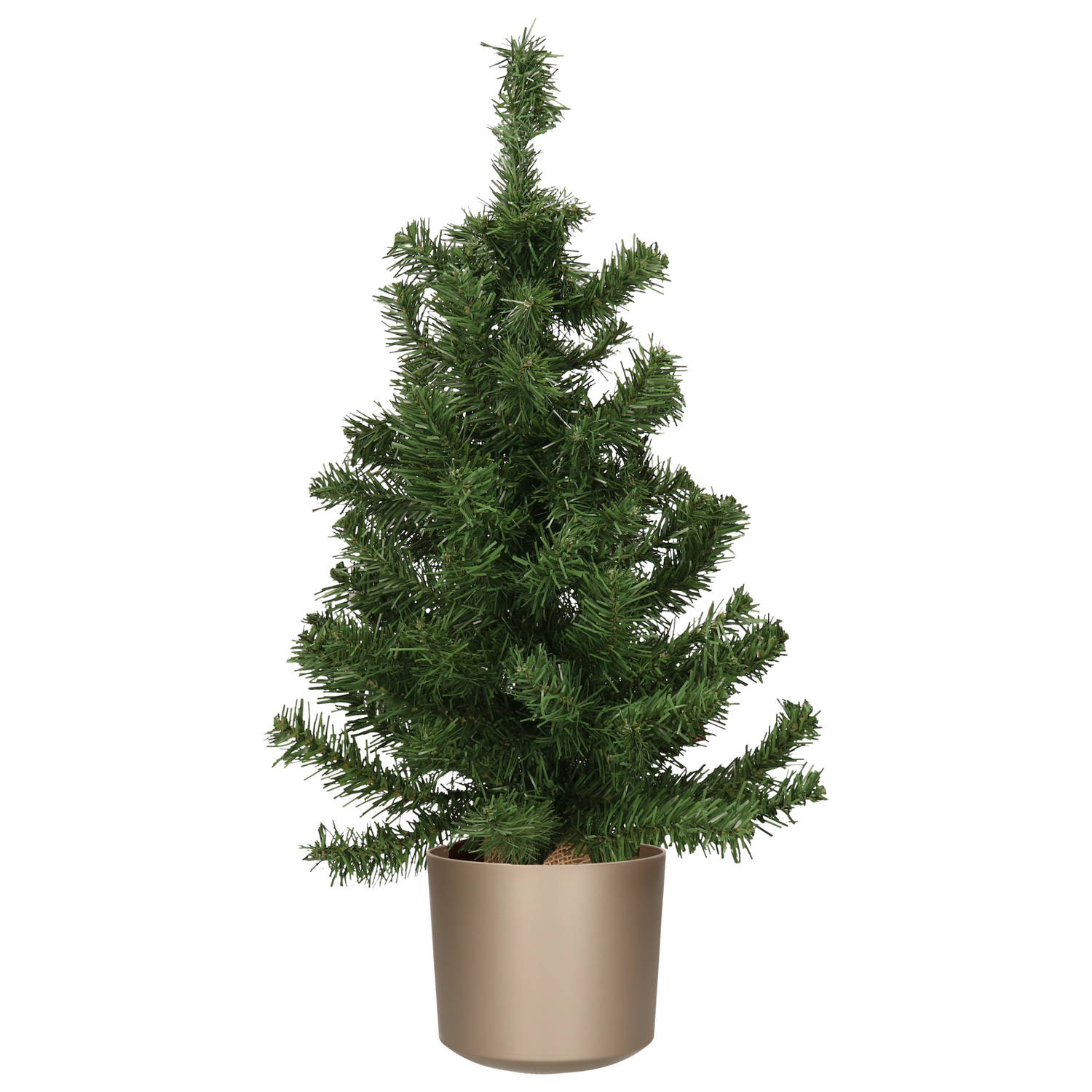Mini kerstboom groen in kunststof pot grijs 75 cm kunstboom Kunstkerstboom