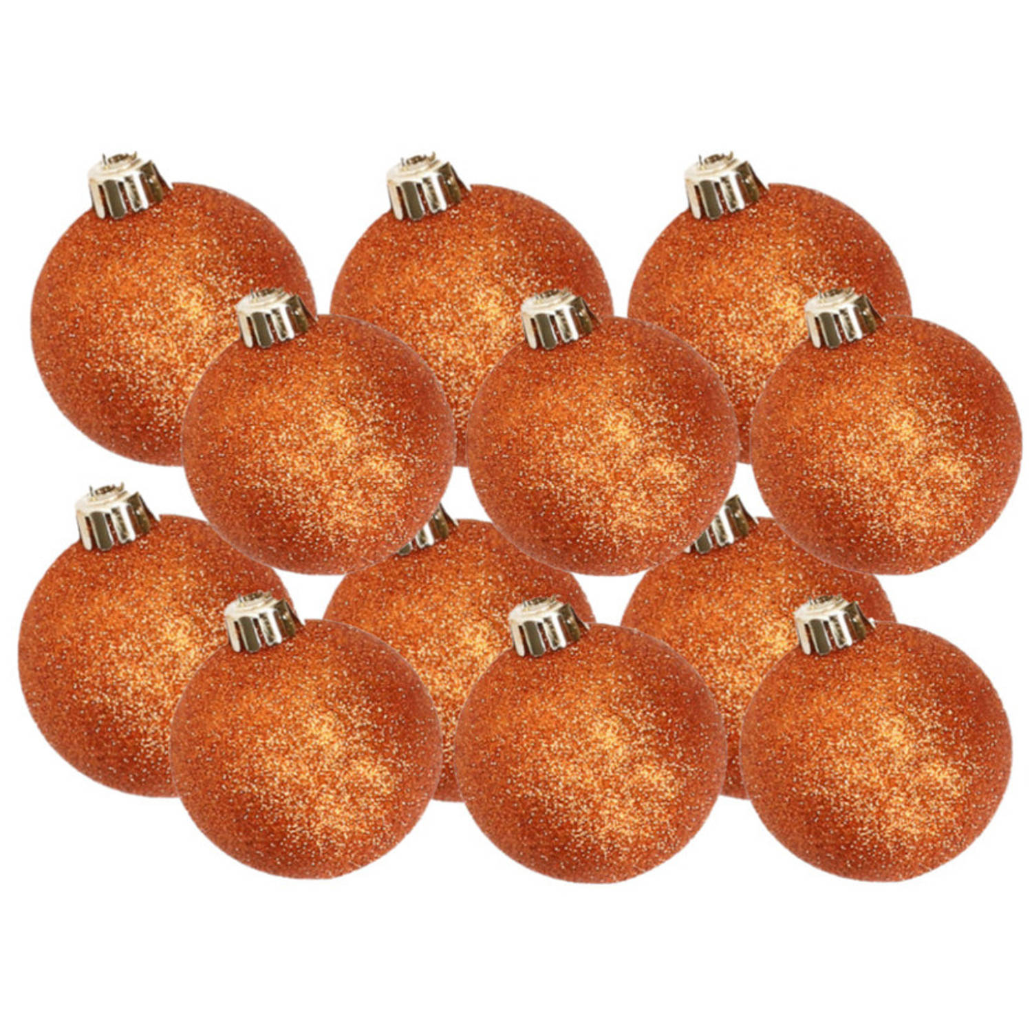 Kerstversiering set glitter kerstballen oranje 6 8 cm pakket van 30x stuks Kerstbal