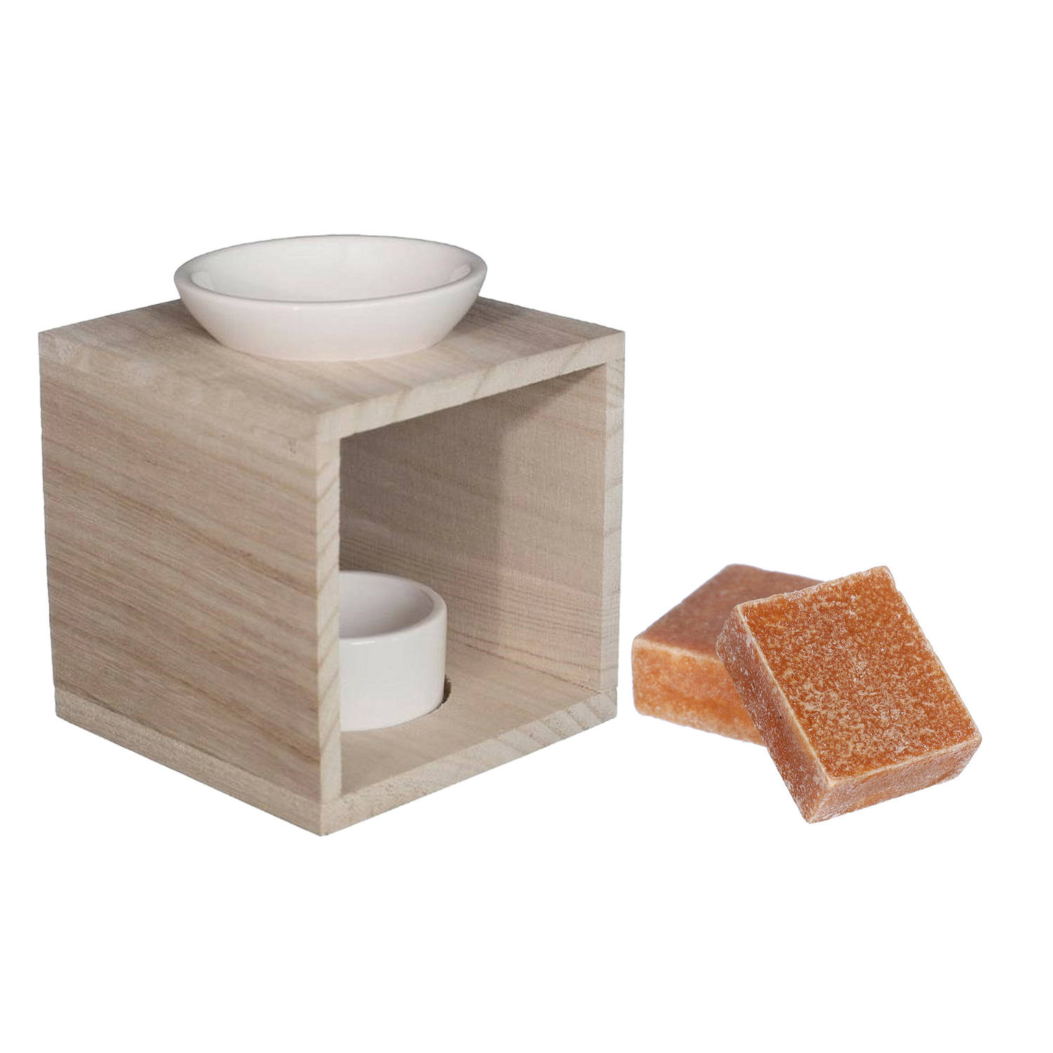 Ideas4seasons Amberblokjes-geurblokjes cadeauset amber geur inclusief geurbrander Geurbranders