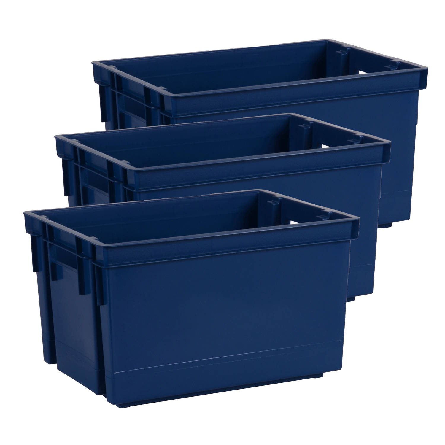 EDA Opbergbox/opbergkrat 20 L - 6x - blauw - kunststof - 39 x 29 x 23 - stapelbaar/nestbaar - Opbergbox