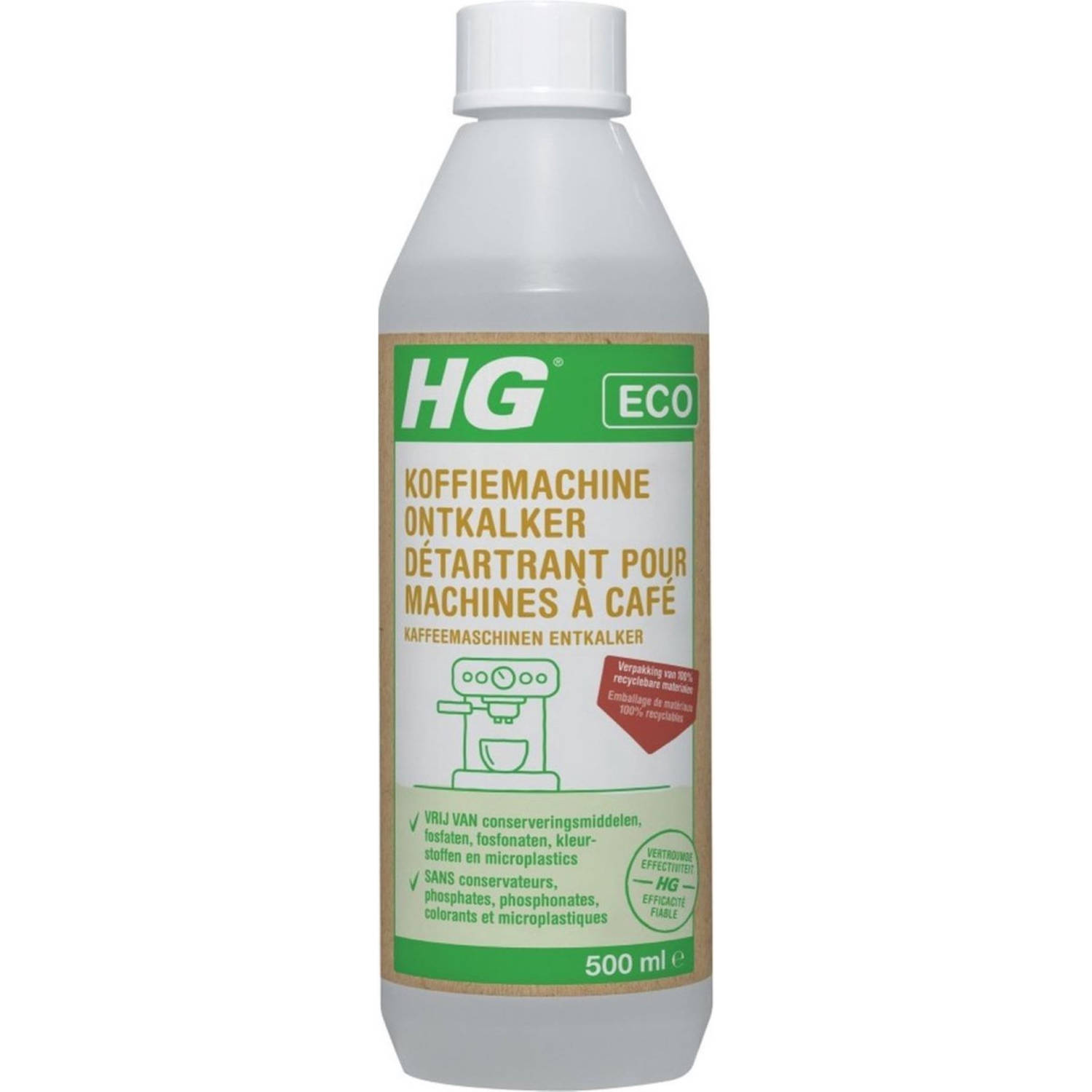 HG ECO koffiemachine ontkalker citroenzuur - 2 Stuks! - 500 ml - de milieubewuste ontkalker voor uw espresso- en padkoffiemachines