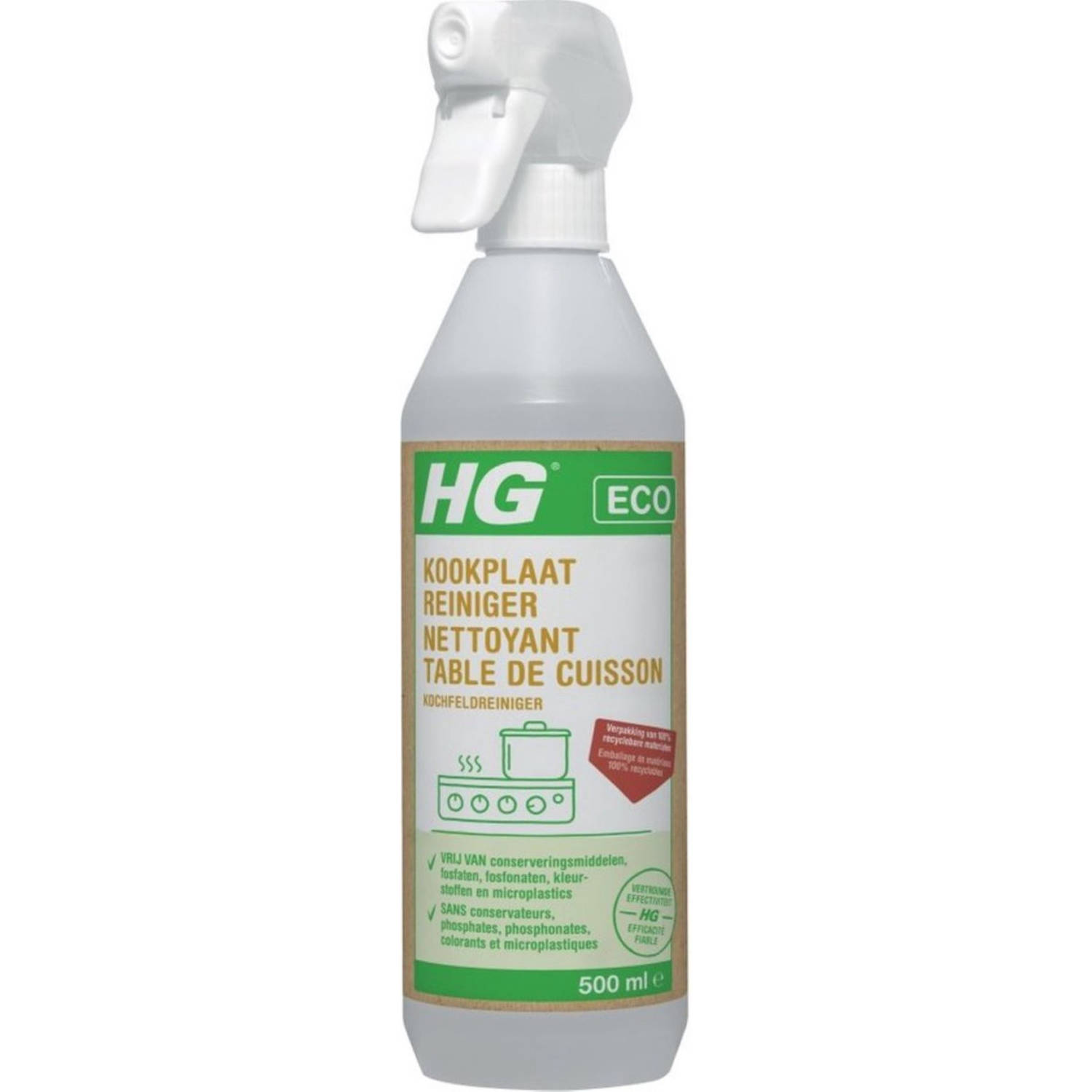 HG ECO kookplaatreiniger 2 Stuks! 500 ml de reiniger die veilig en effectief uw kookplaat schoonmaak