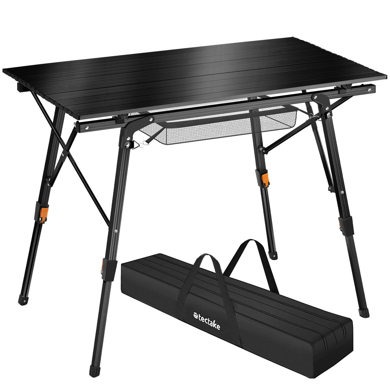 tectake® - Aluminium campingtafel kampeertafel - opvouwbaar - in hoogte verstelbaar - zwart - 404983