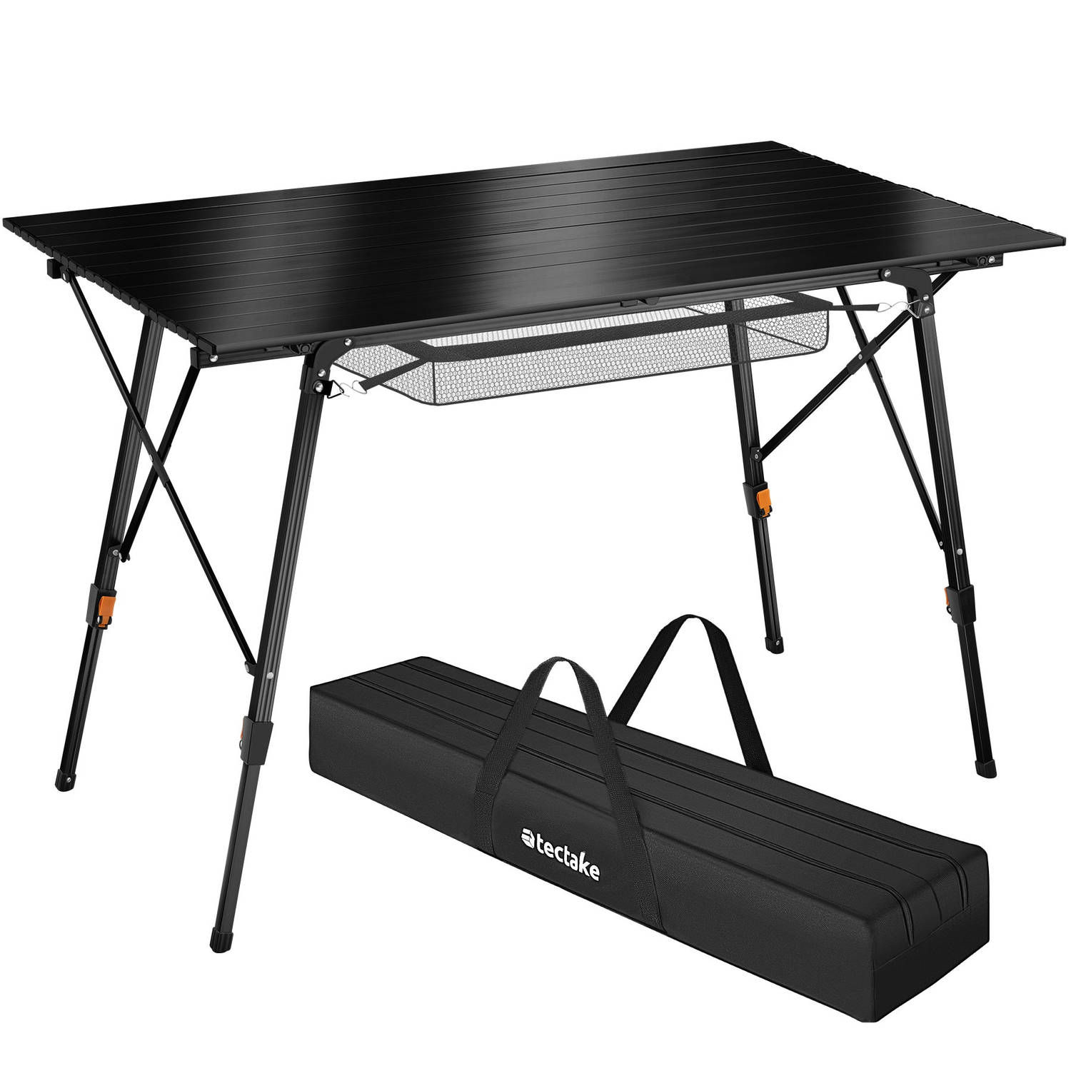 tectake® - Aluminium campingtafel kampeertafel klaptafel - in hoogte verstelbaar - zwart - 404985