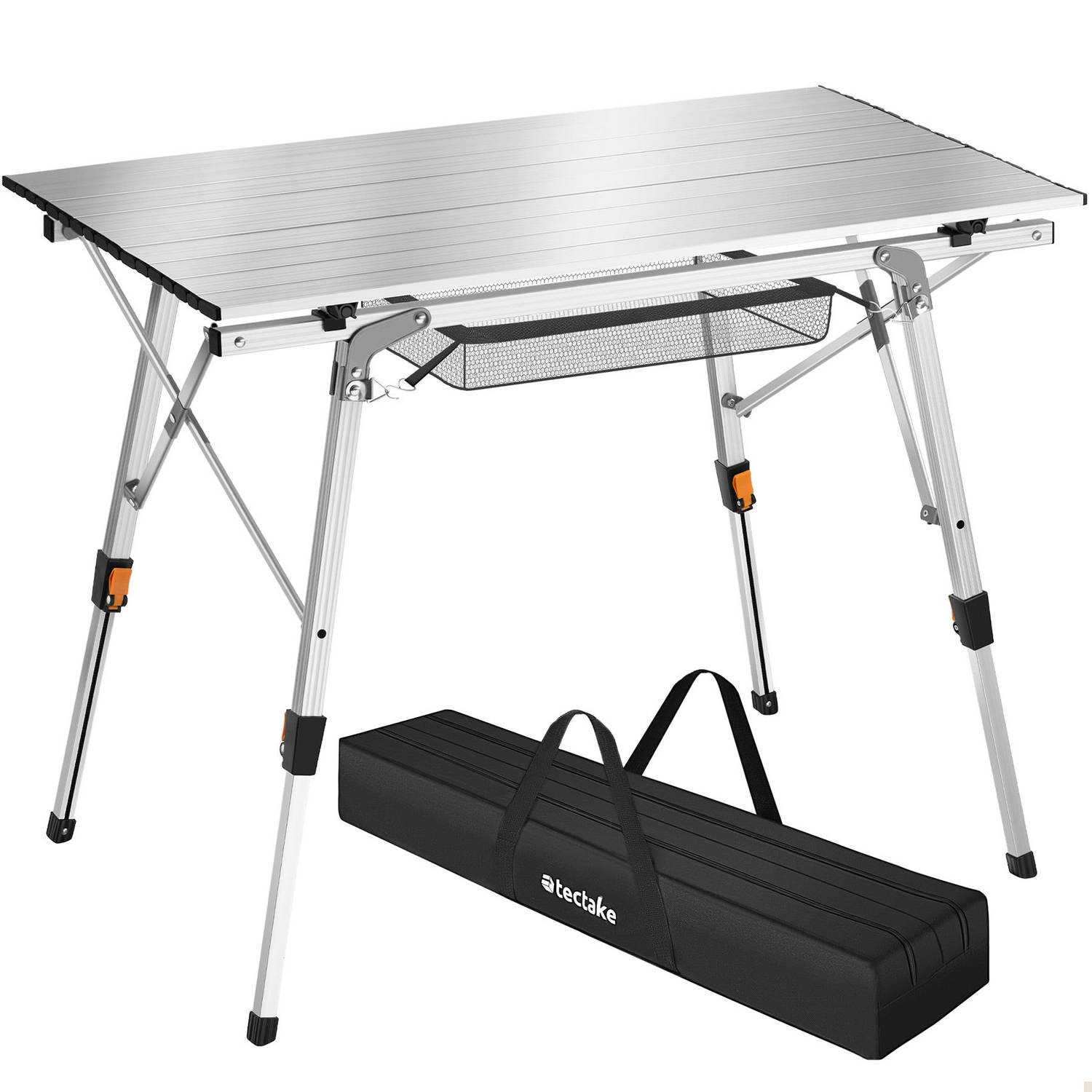 tectake® - Aluminium campingtafel kampeertafel - opvouwbaar - in hoogte verstelbaar - incl. zilverkleurig - 404982