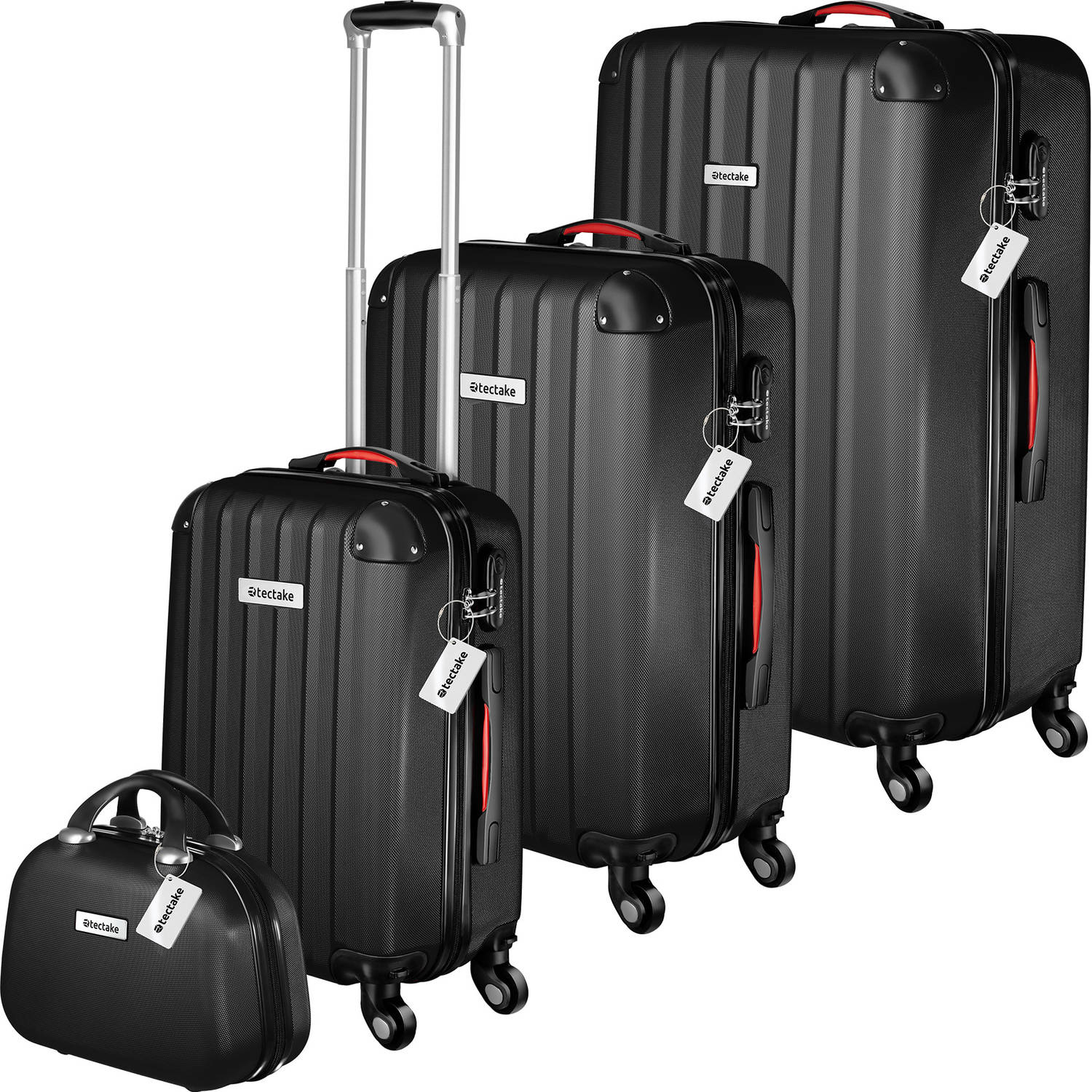 tectake®- reiskoffers - Kofferset Cleo 4-delig met bagageweger - zwart