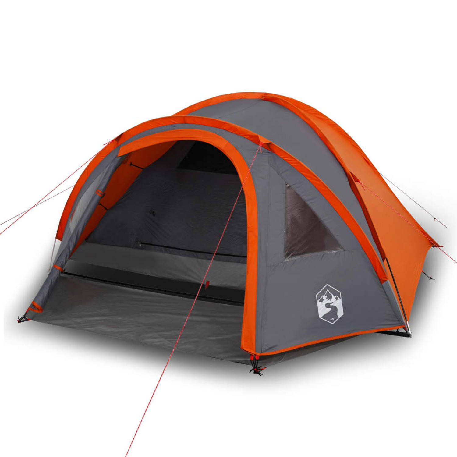 vidaXL Tent 4-persoons 300x250x132 cm 185T taft grijs en oranje